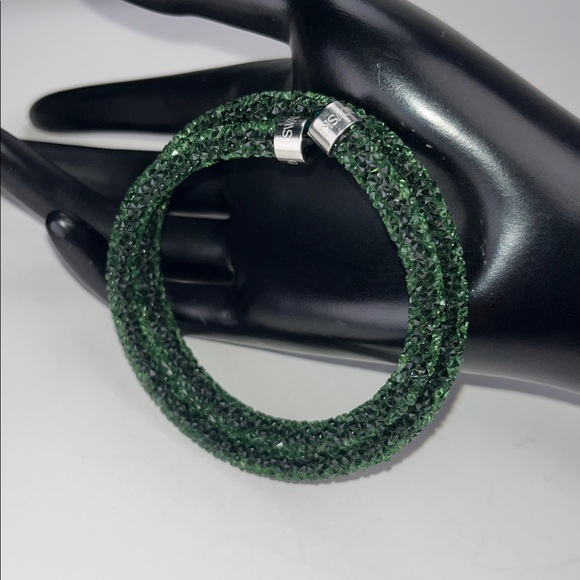 Authentic Swarovski Crystaldust Double Loop Bracelet/Bangle ~ in Green - Picture 12 of 14